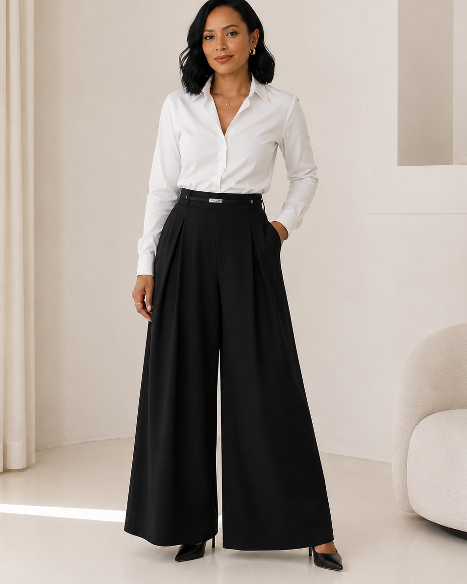Pantalón Palazzo de Tiro Alto para Mujer – Corte Amplio y Caída Elegante