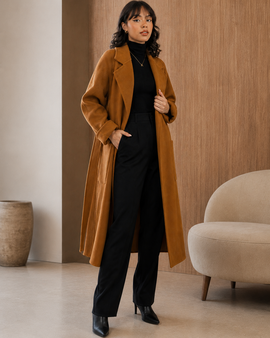 Abrigo Doble Faz en Lana y Cashmere – Silueta Cinturada