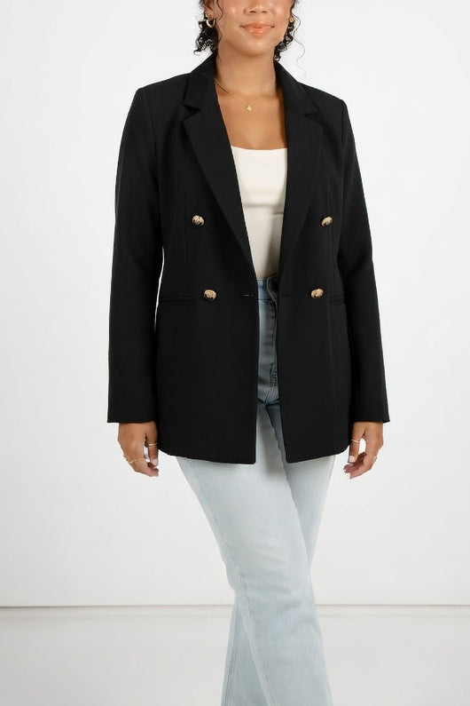 Blazer Cruzado de Corte Slim — Elegancia Estructurada