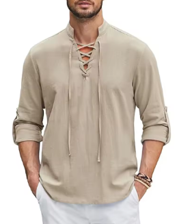 Camisa Renacentista para Hombre – Estilo de Algodón y Lino, Manga Larga