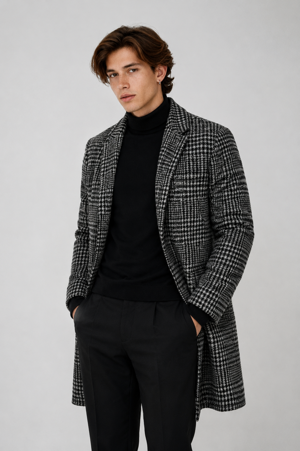Trench Houndstooth Classic | Estructura, Abrigo y Carácter Atemporal