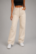 Jeans Beige Apricot de Cintura Alta – Corte Recto Slim