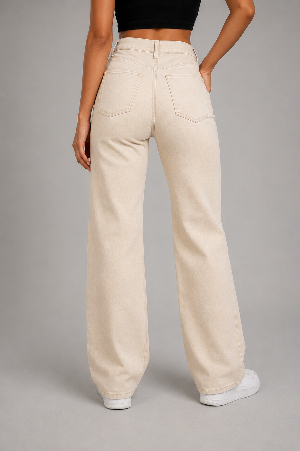 Jeans Beige Apricot de Cintura Alta – Corte Recto Slim