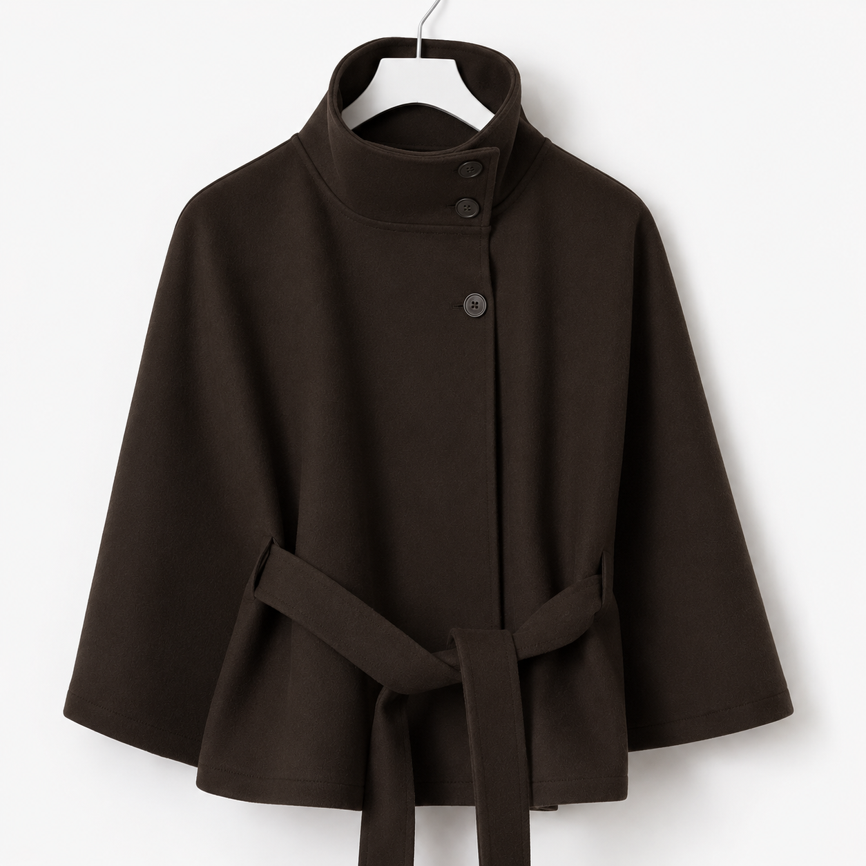 Poncho Asimétrico con Cinturón | Corte Estructurado y Elegancia Urbana
