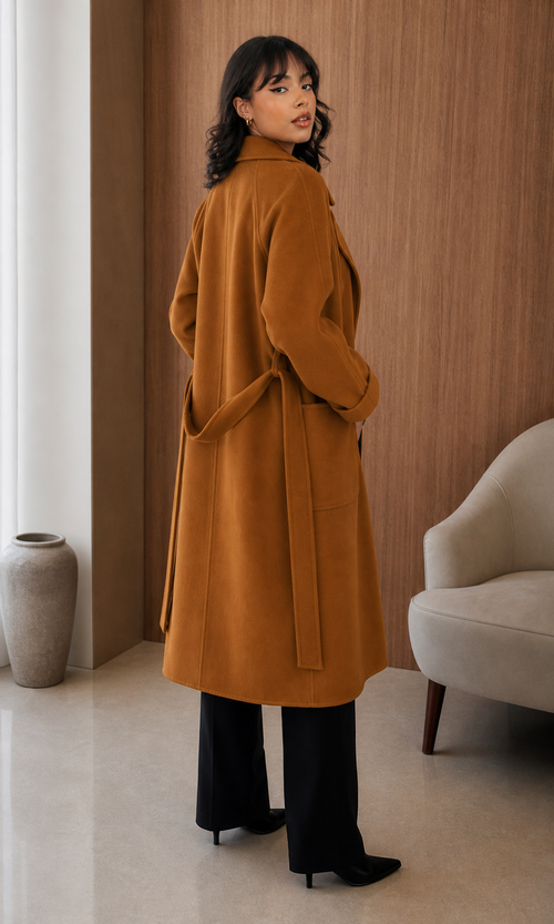 Abrigo Doble Faz en Lana y Cashmere – Silueta Cinturada