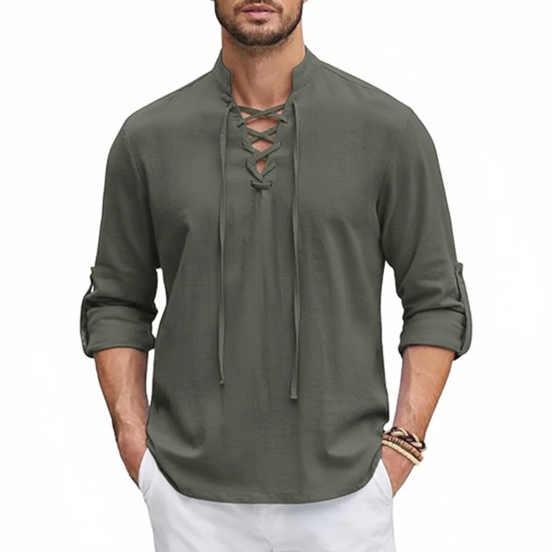 Camisa Renacentista para Hombre – Estilo de Algodón y Lino, Manga Larga