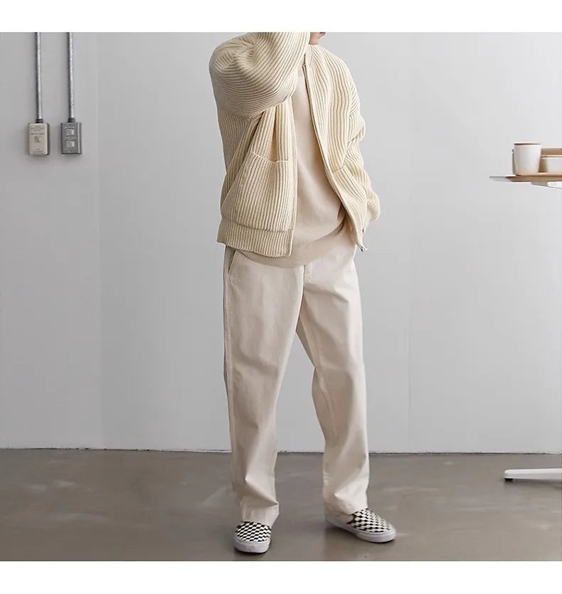 Cárdigan Slim para Hombre con Cremallera – Estilo Otoño/Invierno