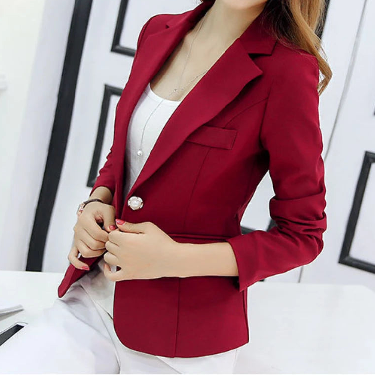 Blazer Slim Mujer – Estilo Ejecutivo, Bolsillos Funcionales y Cuello Solapa