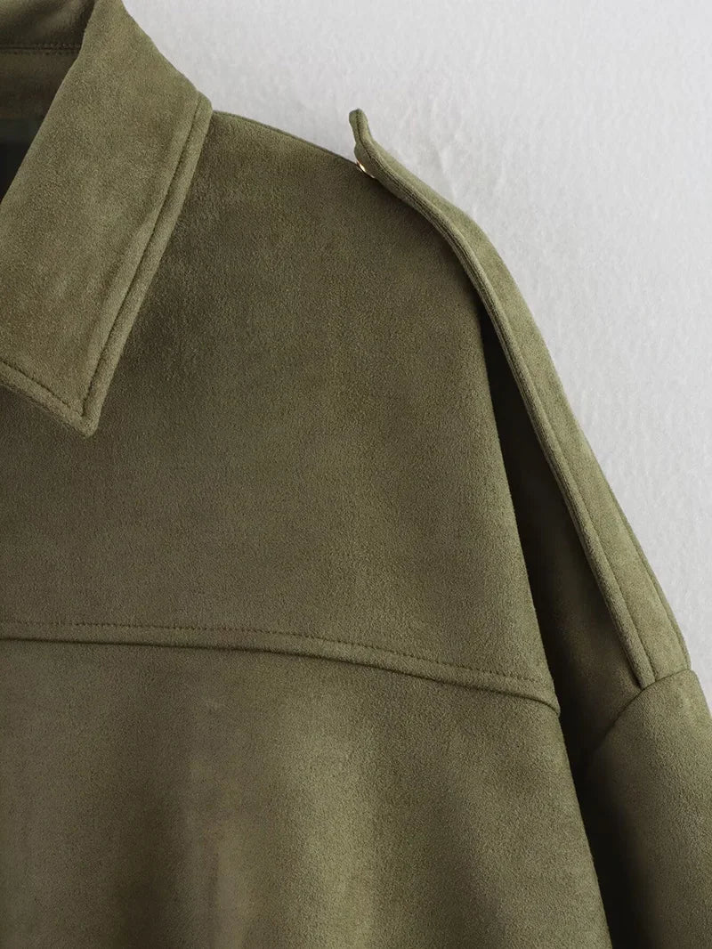 Bomber Vintage Oversize | Textura Suave y Cremallera Dorada