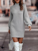 Vestido de Punto con Cuello Alto – Elegancia Otoño/Invierno