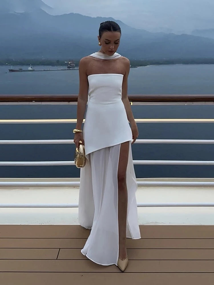 Vestido Largo Asimétrico Elegante — Estilo Riviera