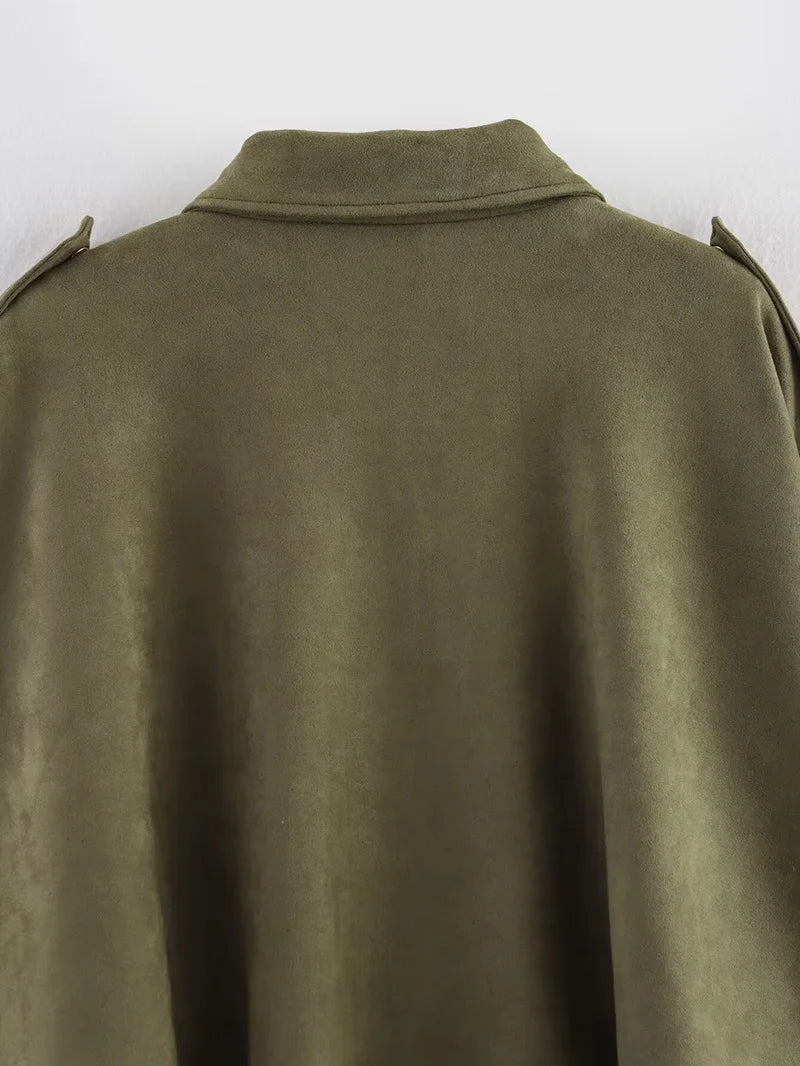 Bomber Vintage Oversize | Textura Suave y Cremallera Dorada