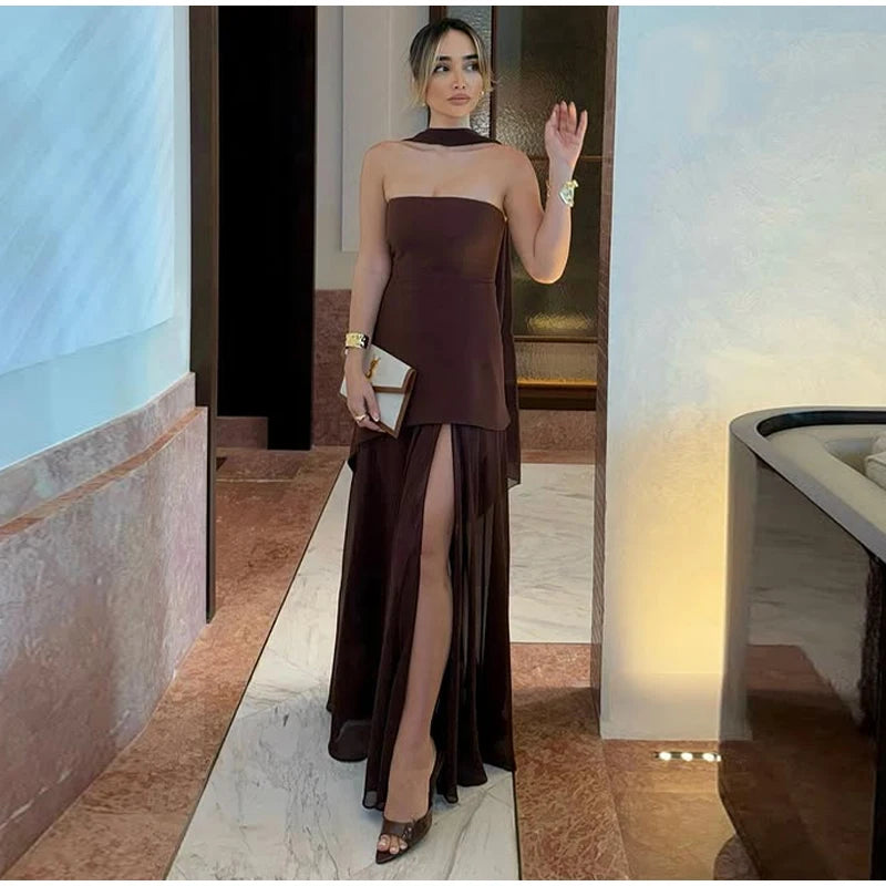 Vestido Largo Asimétrico Elegante — Estilo Riviera