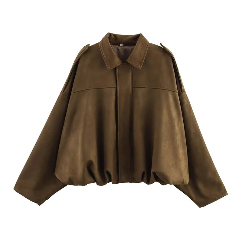 Bomber Vintage Oversize | Textura Suave y Cremallera Dorada
