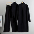 Conjunto de Punto de Tres Piezas — Cárdigan Largo, Top y Pantalón Wide Leg