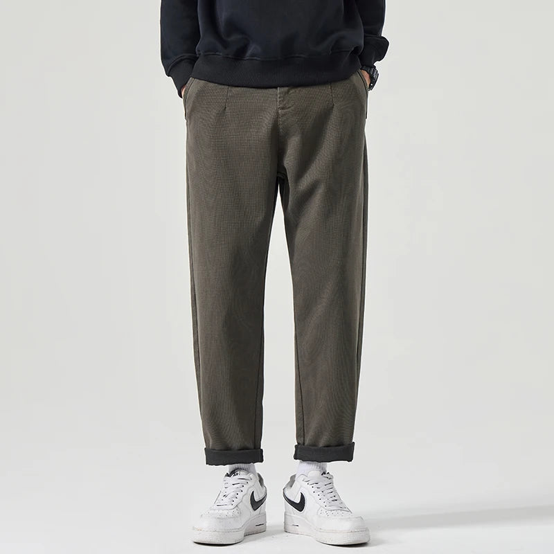 Pantalón Casual Hombre Slim Recto – Cintura Elástica y Corte Tapered de Otoño