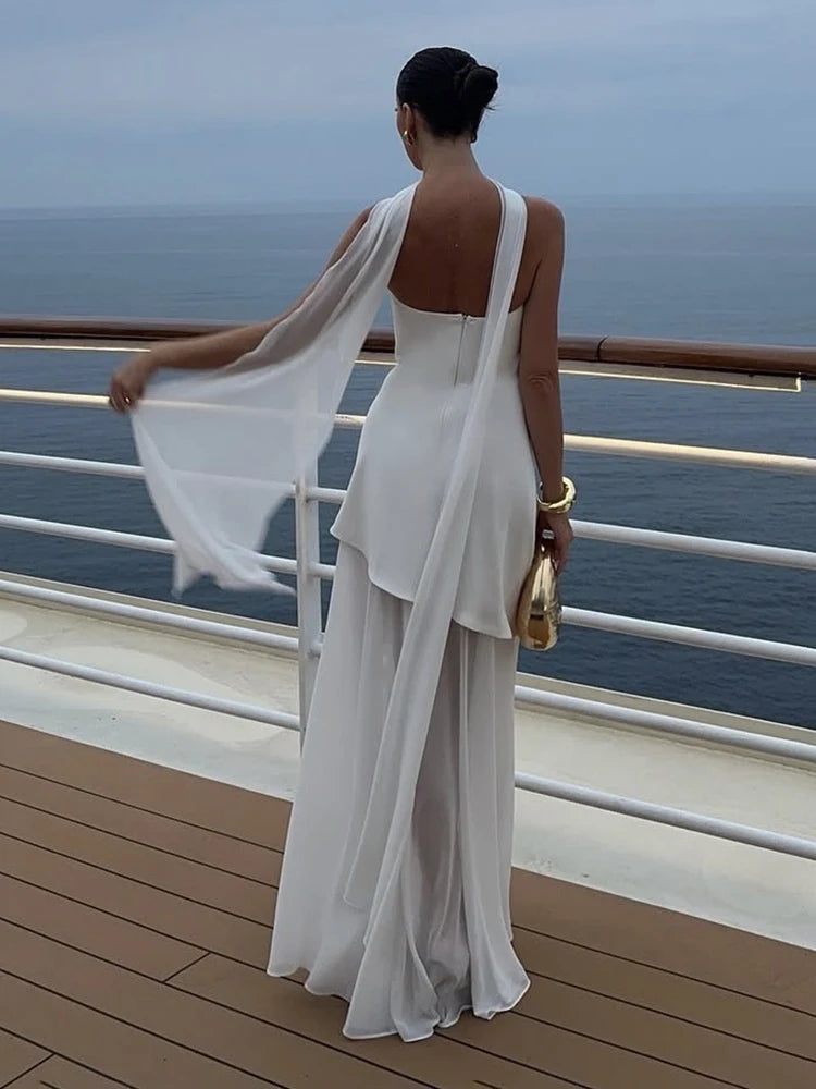 Vestido Largo Asimétrico Elegante — Estilo Riviera