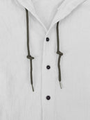 Camisa Casual de Hombre en Algodón y Lino con Capucha – Estilo Primavera/Verano