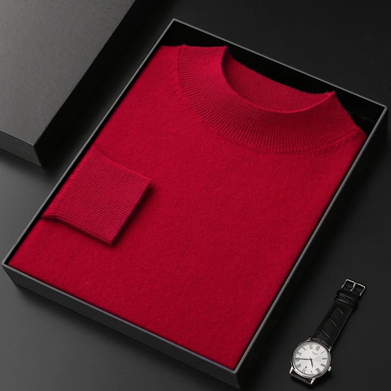 Jersey de Cachemir 100% para Hombre – Cuello Medio Alto, Tejido Fino y Estilo Casual Premium
