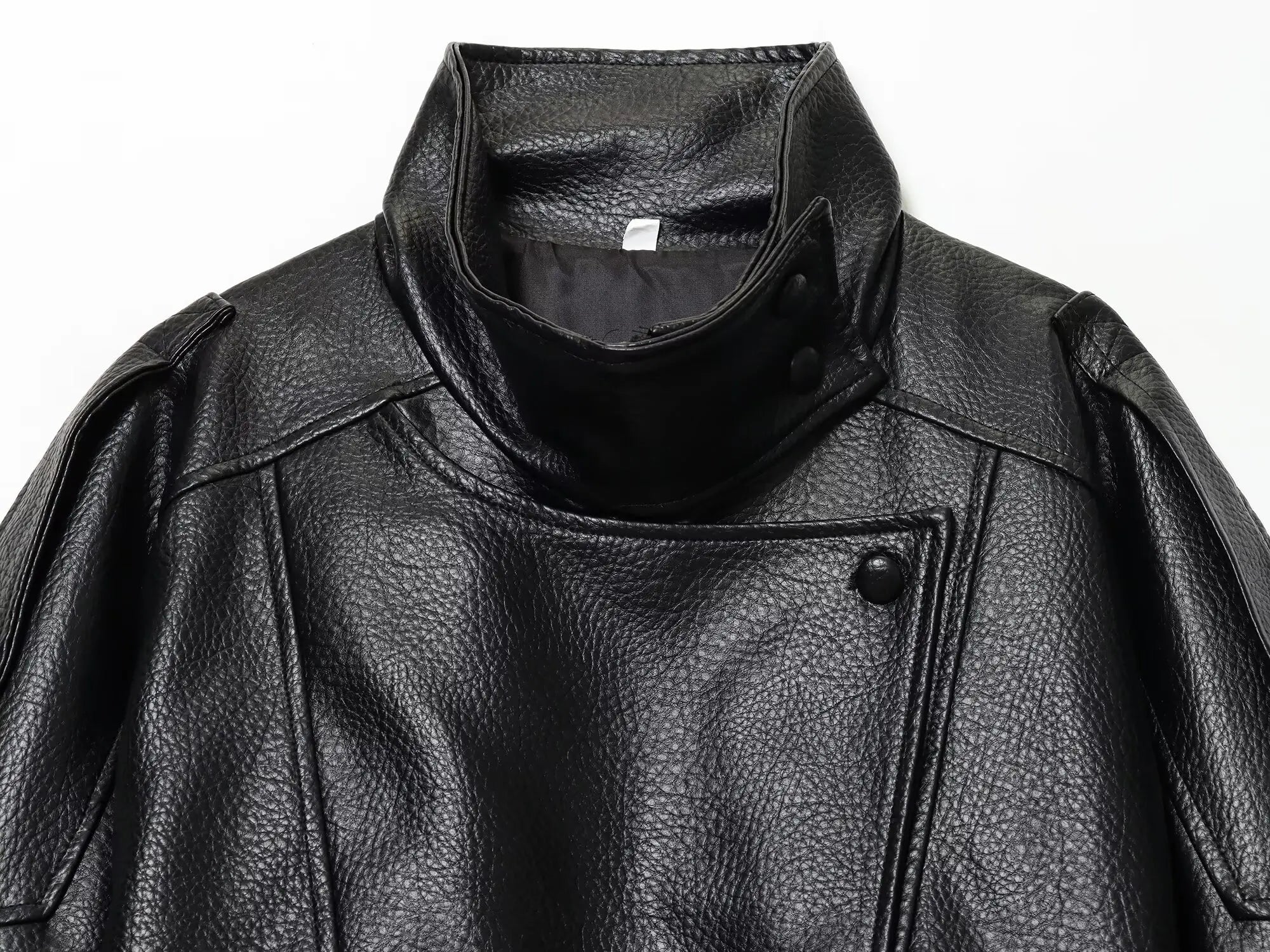 Chaqueta Oversized en Efecto Cuero | Estructura Urbana en Negro