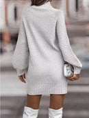 Vestido de Punto con Cuello Alto – Elegancia Otoño/Invierno