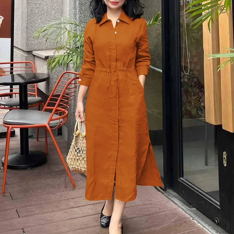 Vestido Midi Luna – Estilo Camisero Elegante