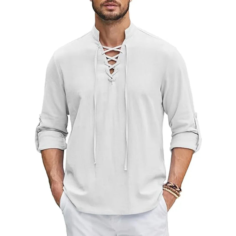 Camisa Renacentista para Hombre – Estilo de Algodón y Lino, Manga Larga