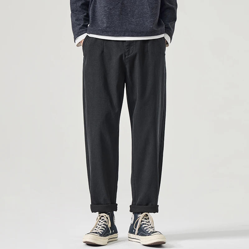 Pantalón Casual Hombre Slim Recto – Cintura Elástica y Corte Tapered de Otoño