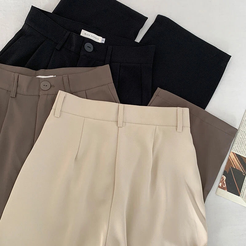 Pantalón de Sastrería de Tiro Alto con Pliegues — Corte Recto Elegante
