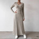 Vestido Knit de Manga Larga Corte A – Elegancia Suave y Silueta Estilizada