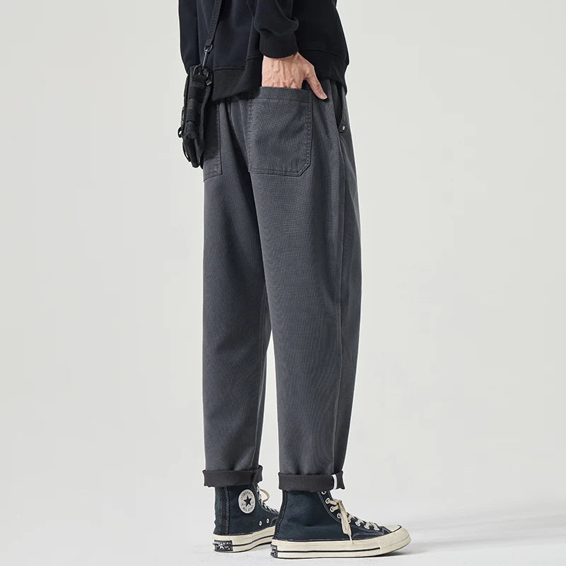 Pantalón Casual Hombre Slim Recto – Cintura Elástica y Corte Tapered de Otoño