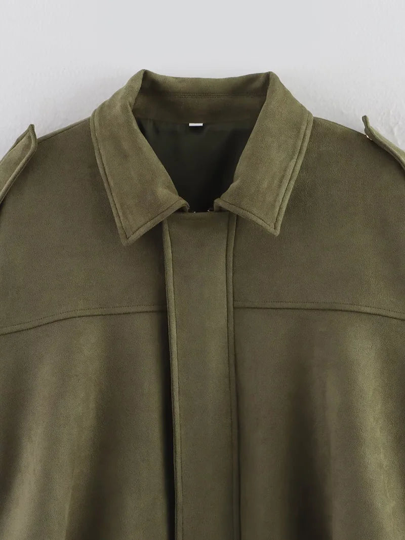 Bomber Vintage Oversize | Textura Suave y Cremallera Dorada