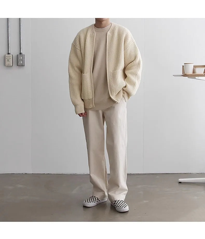 Cárdigan Slim para Hombre con Cremallera – Estilo Otoño/Invierno