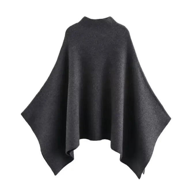Capa Asimétrica de Punto | Cuello Alto y Diseño Contemporáneo