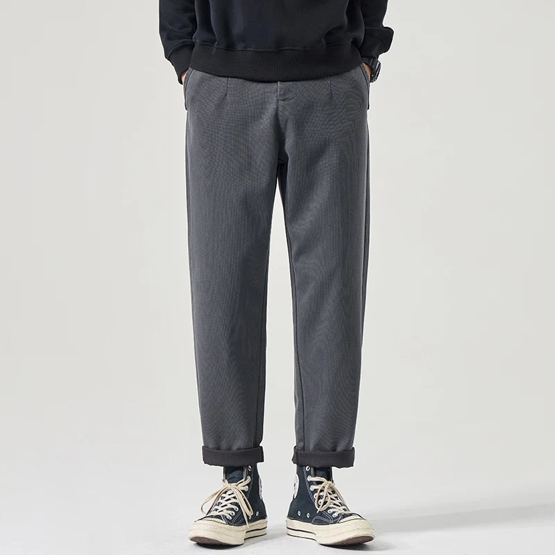 Pantalón Casual Hombre Slim Recto – Cintura Elástica y Corte Tapered de Otoño