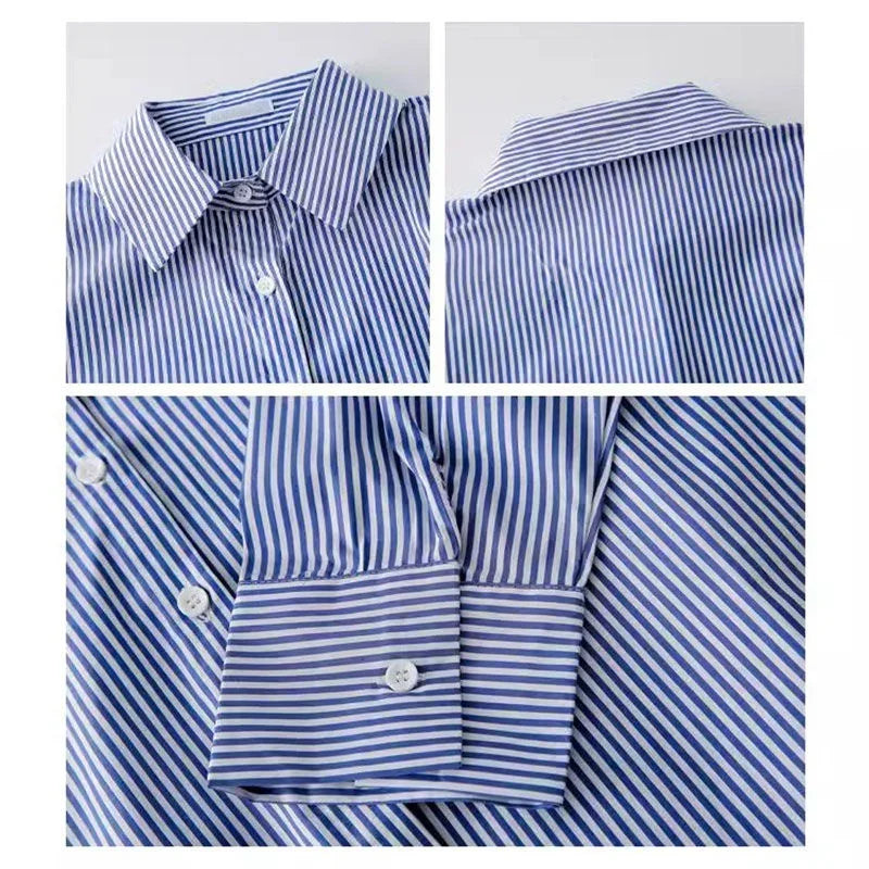 Camisa de Rayas de Corte Fluido — Estilo Atemporal