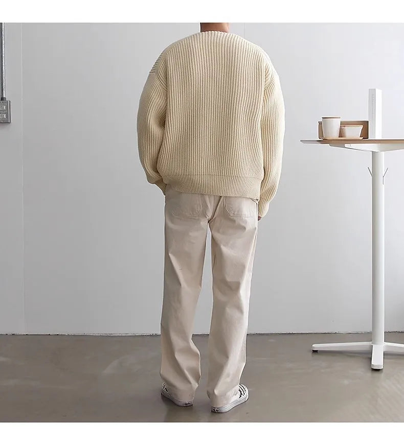 Cárdigan Slim para Hombre con Cremallera – Estilo Otoño/Invierno