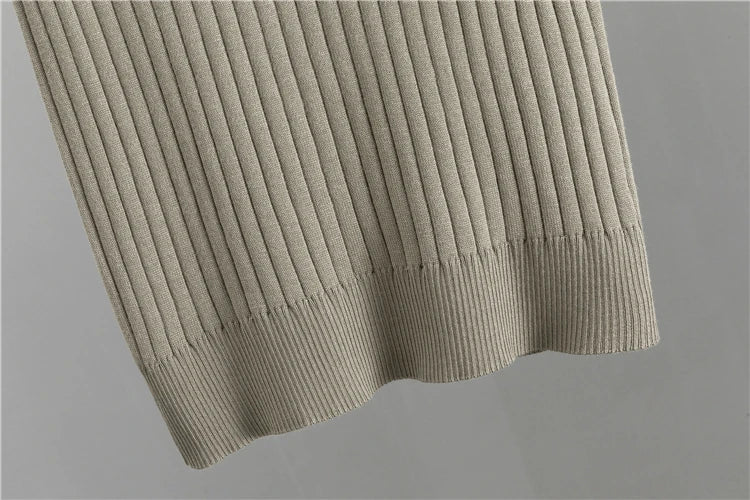 Conjunto de Punto de Tres Piezas — Cárdigan Largo, Top y Pantalón Wide Leg