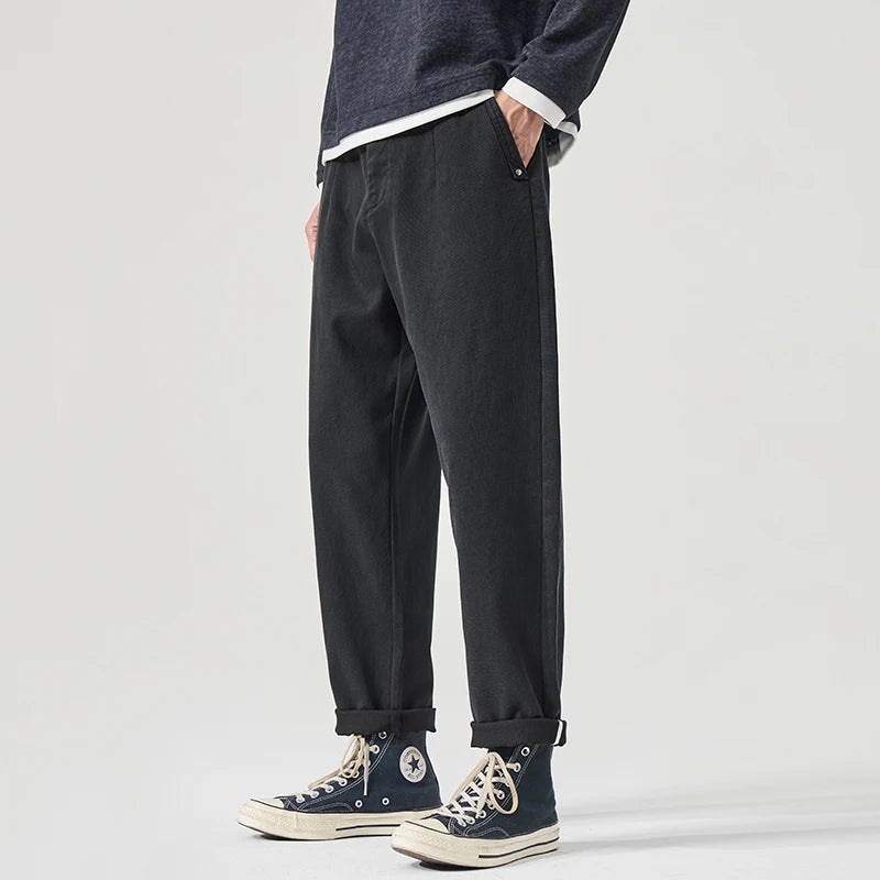 Pantalón Casual Hombre Slim Recto – Cintura Elástica y Corte Tapered de Otoño