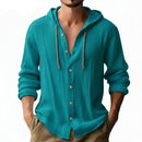 Camisa Casual de Hombre en Algodón y Lino con Capucha – Estilo Primavera/Verano