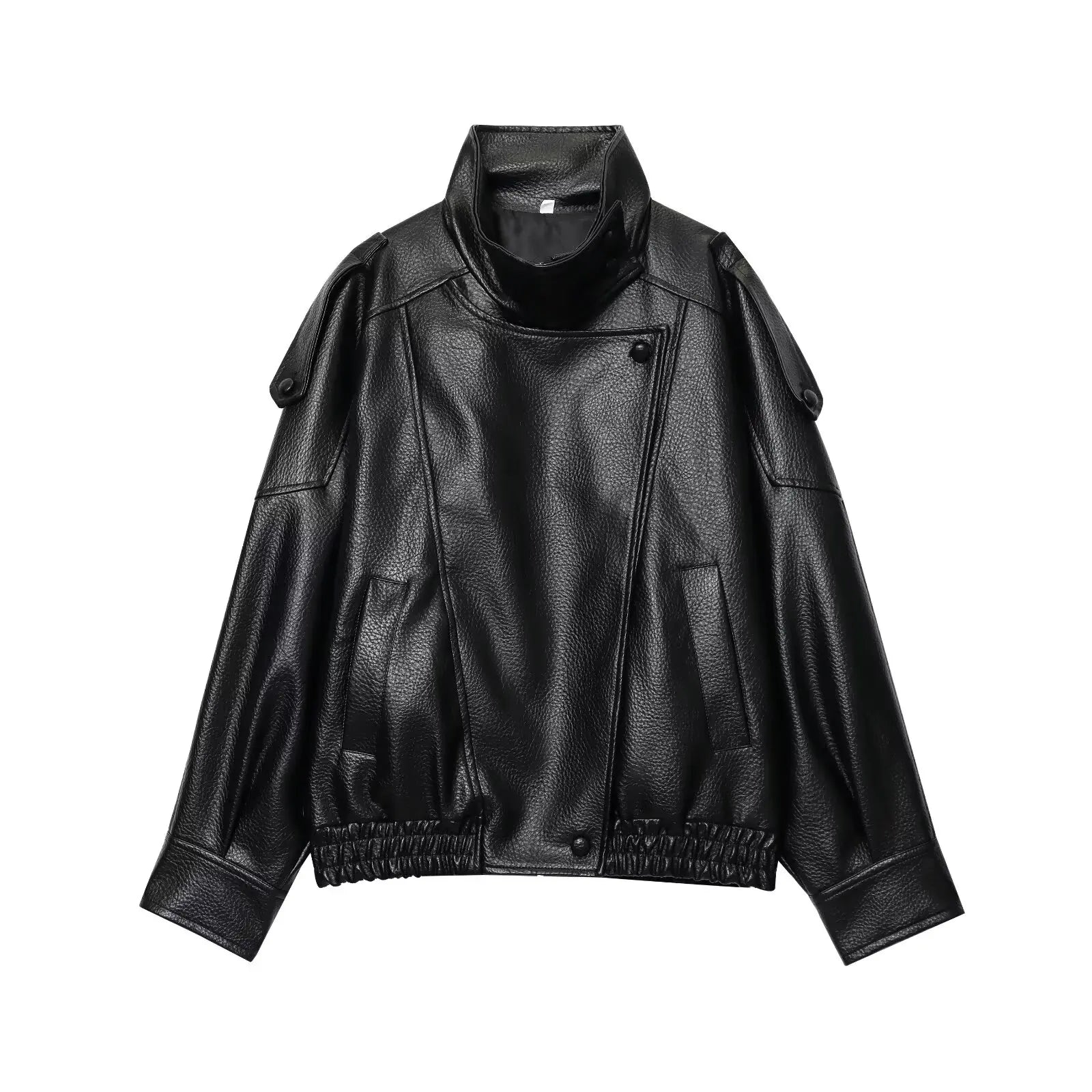 Chaqueta Oversized en Efecto Cuero | Estructura Urbana en Negro