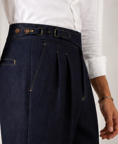 Pantalón Recto de Tiro Alto con Inspiración Denim — Elegancia Casual