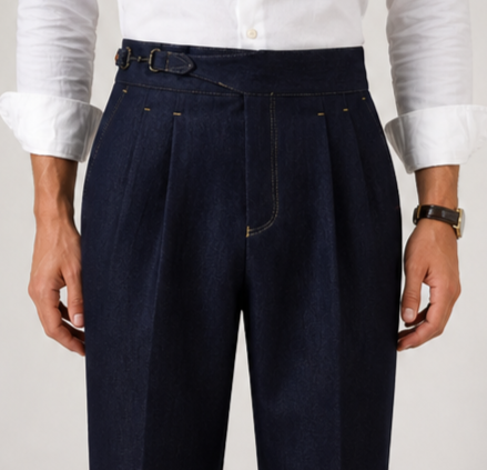 Pantalón Recto de Tiro Alto con Inspiración Denim — Elegancia Casual