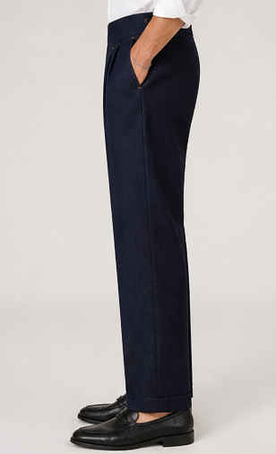 Pantalón Recto de Tiro Alto con Inspiración Denim — Elegancia Casual
