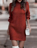 Vestido de Punto con Cuello Alto – Elegancia Otoño/Invierno