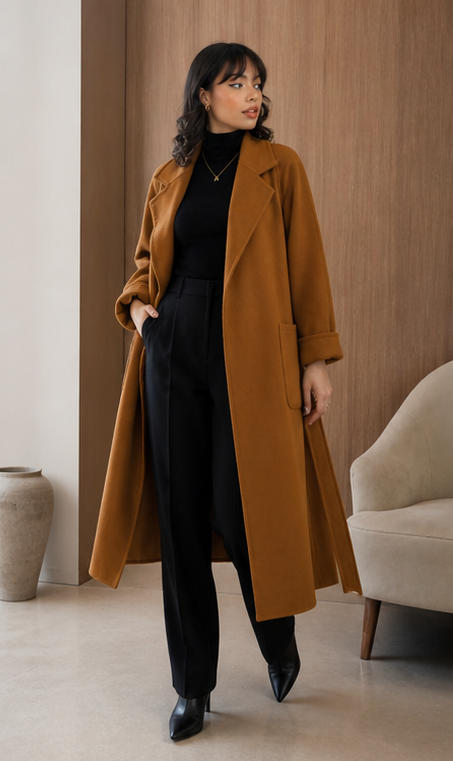 Abrigo Doble Faz en Lana y Cashmere – Silueta Cinturada